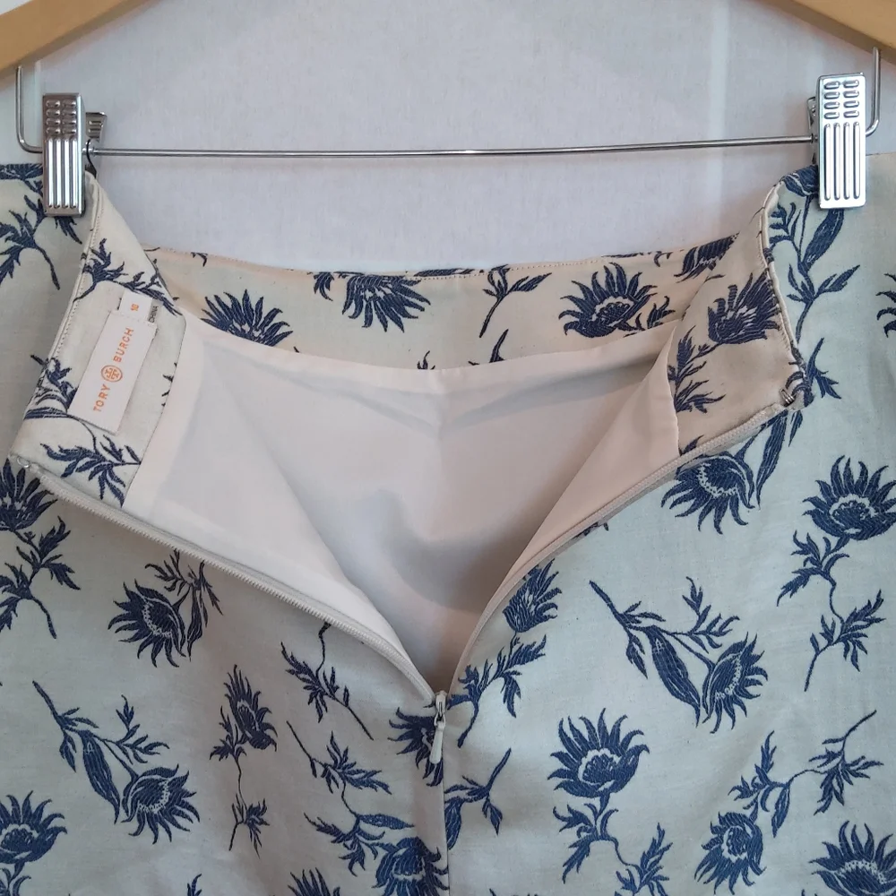Tory Burch blue cream floral skirt